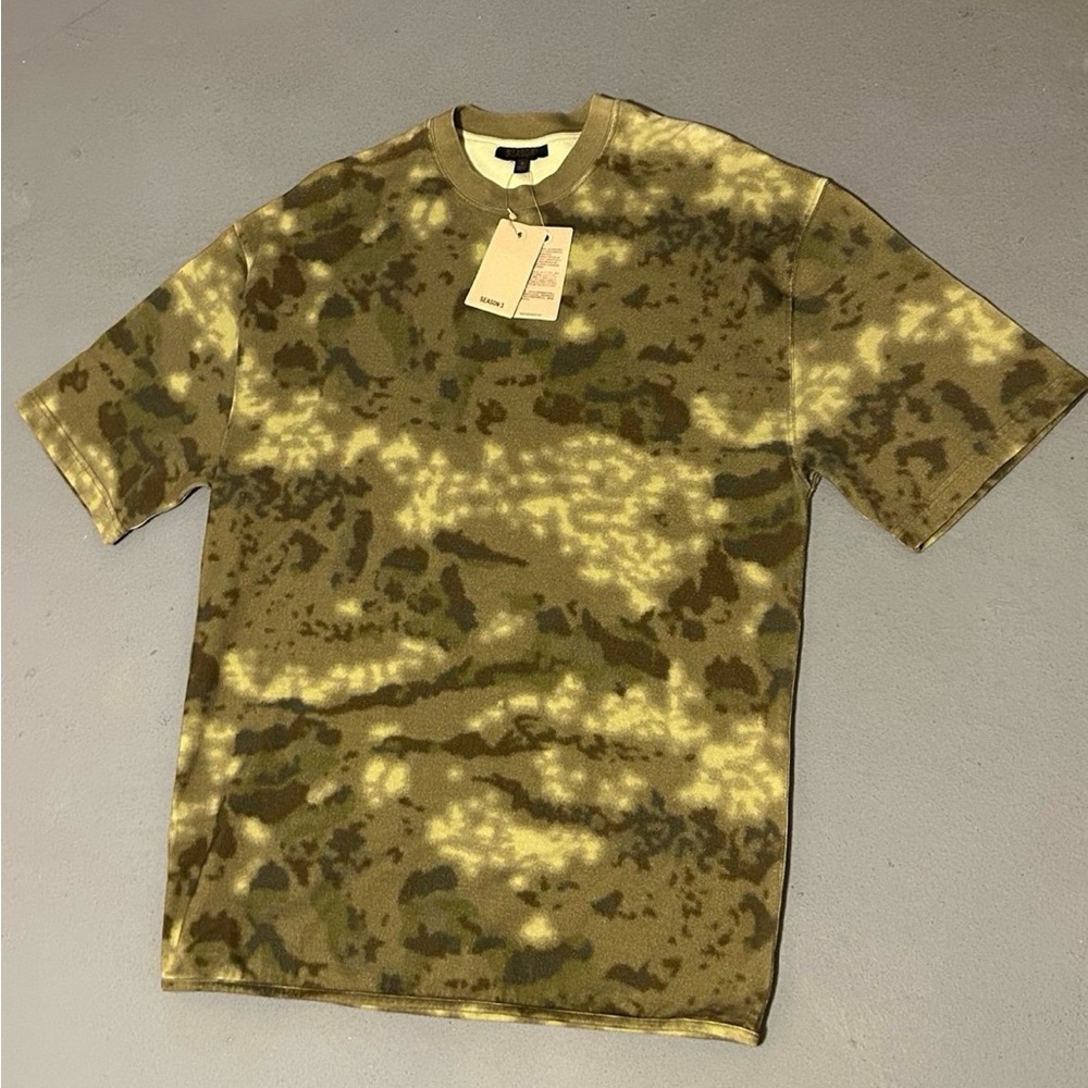 Yeezy Season 3 Heavy Knit Oversized Short Sleeve CAMO Shirt Kanye West NWT Sz S